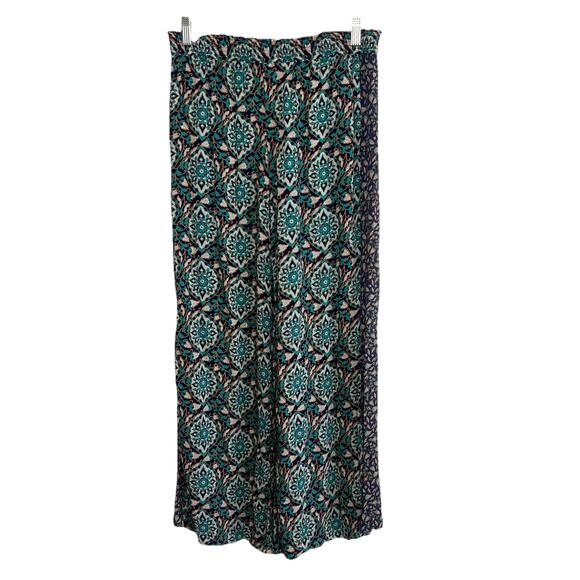 Lilka Anthropologie Turquoise Medallion Floral Rayon Palazzo Pants XS Boho V22 - Picture 1 of 5